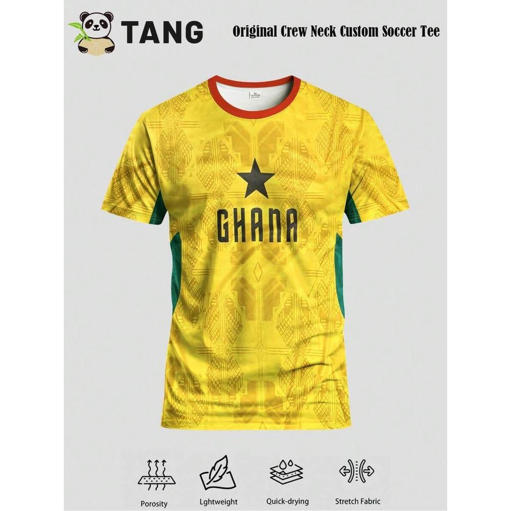 Ghana football-themed sports jersey, African national dark pattern black star printing design