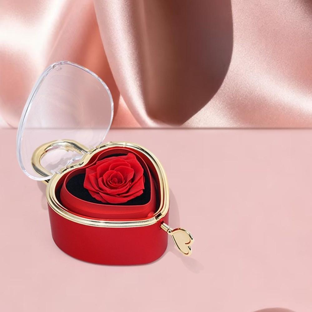 Soap Rose Flower Heart-shaped Padlock Jewelry Box Valentine's Day Gift Box for Ring, Necklace