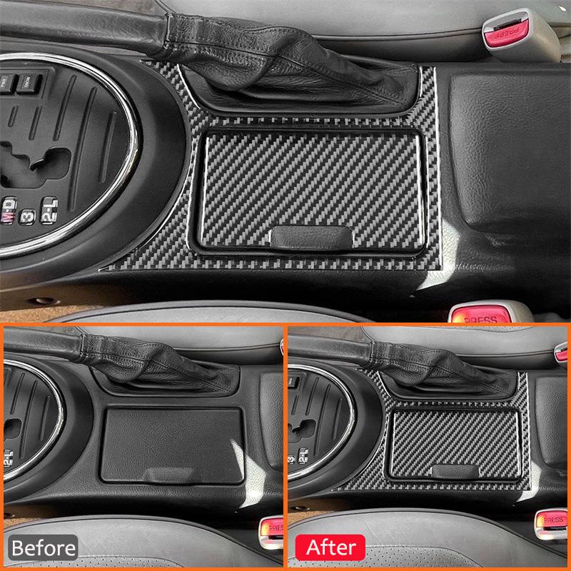 For LEXUS IS 1999-2005 Carbon Fiber Car Center Console Sotorage Box Panel Water Cup Holder Trim Cover Inner Decoration Sticker