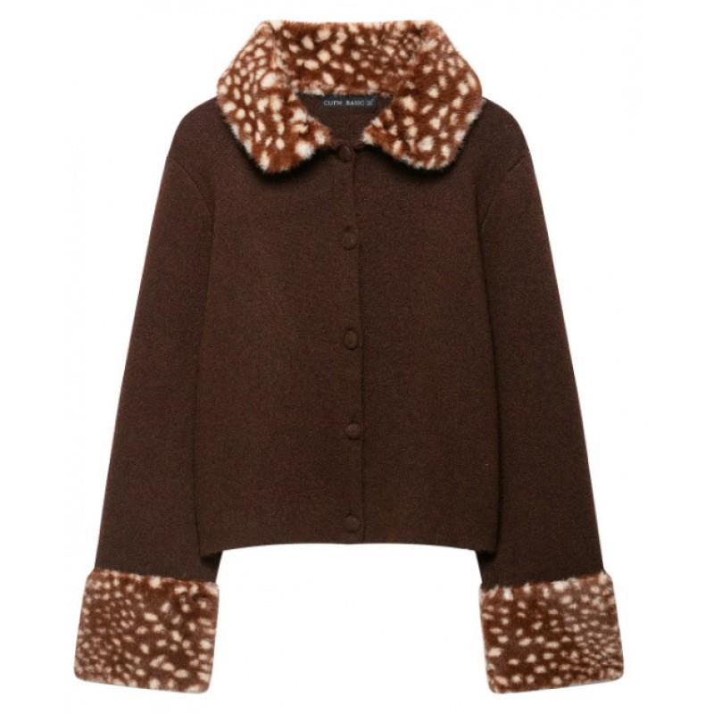 Womens French Fashion Casual Knit Jacket Short Length Long Sleeve Zip Front Regular Fit