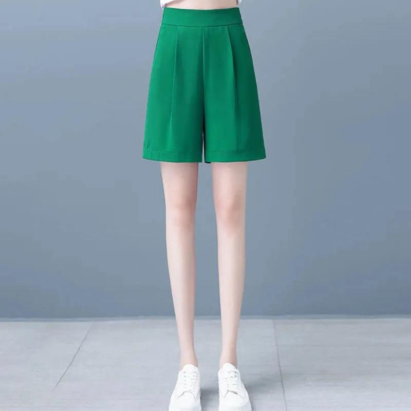 Dragon Fruit Ice Silk Shorts Women Summer Loose Thin New Fashionable Wide Legs Casual Harun Five-Cubic Pants