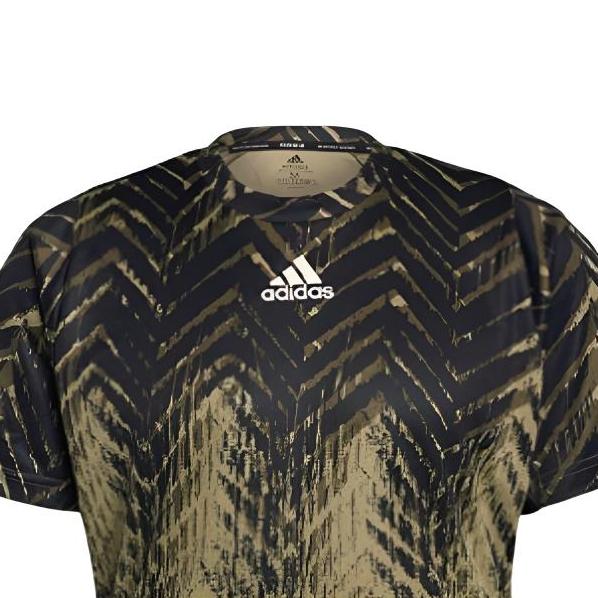 Adidas Striped Casual Crew Neck Short Sleeve T-Shirt Men Tops Black Gold H31121