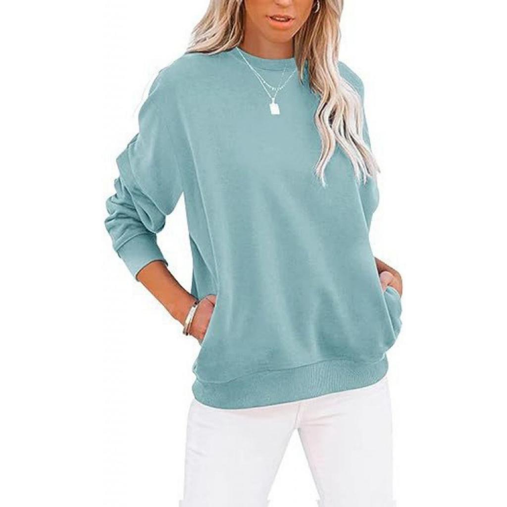 Women's Solid Color Pocket Top Hoodie