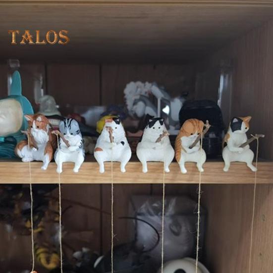 Fishing Cat Figurine Resin Cartoon Kitten Statue Animal Sculpture Home Office Desktop Aquarium Fish Tank Decoration Ornament