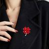 Four-leaf Clover for Rhinestone Brooch Elegant Silver Crystal for Rhinestone Enamel Brooch Pins Gift for Women Vintage G