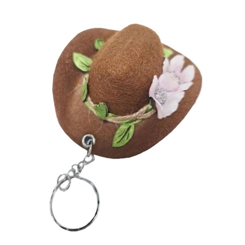 Trendy Flower Hat Key Chain Charm Versatile Hat Pendant Floral Keychain Portable Hat Pendant Keyrings Accessory