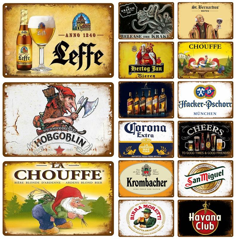 Beer Tin Sign Retro Wall Plaque Art Club Pub Bar Poster Home Decor Metal Sign Wall Decorations Vintage Cafe Mural Plate Brand
