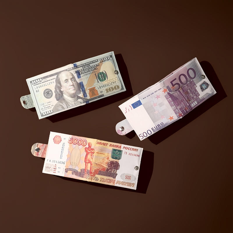Chic Money Clips Men Women Currency Notes Pattern Pound Dollar Euro Purse Wallets Unisex Fashion Wallet Snap Cash Holder