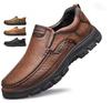Herren Casual Slipper Handgefertigt Atmungsaktive Lederschuhe mit Dicker Gummisohle Bequemes Schuhwerk Klassische Handgenähte Nähte