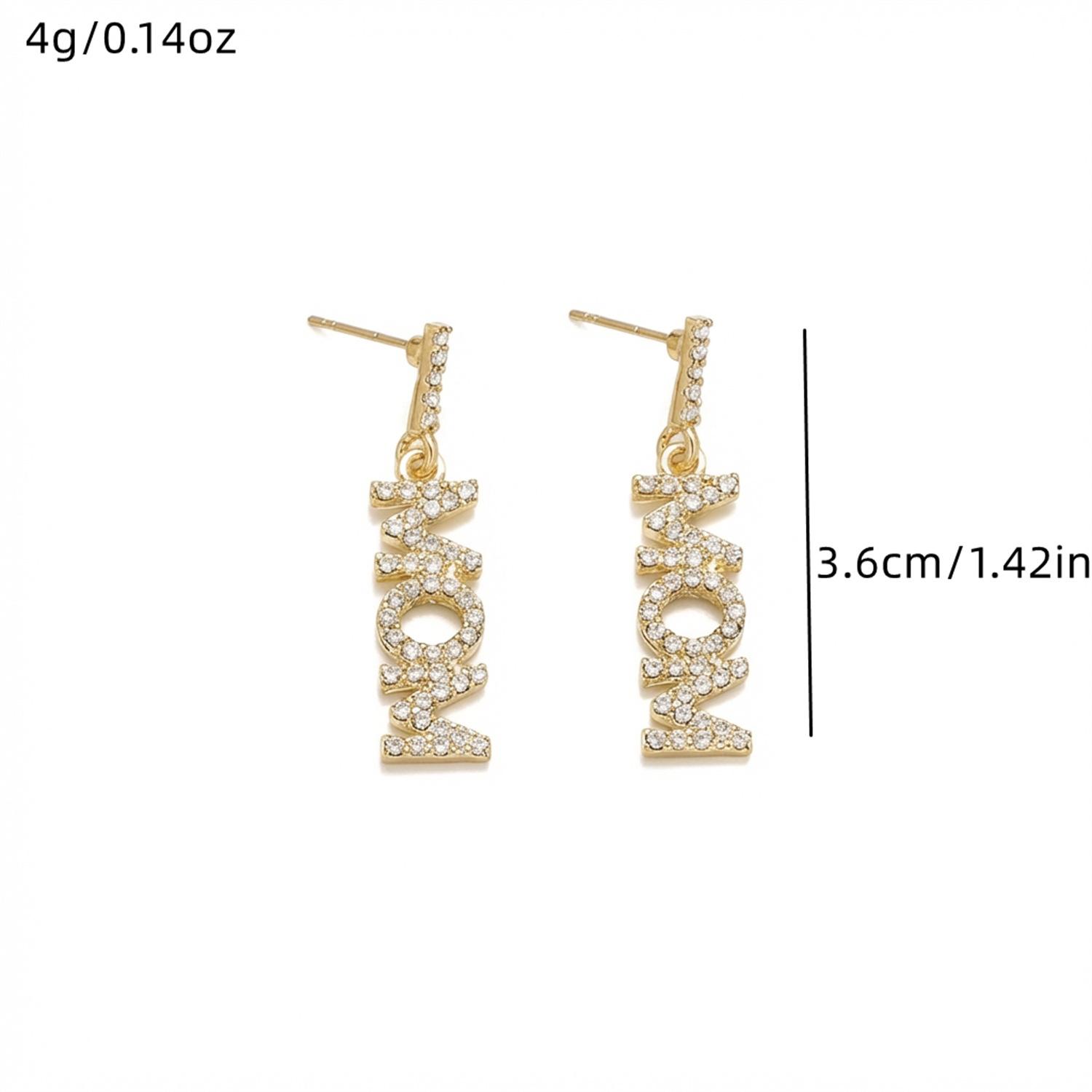 

New Mother s Day Mama Metal Pendant Necklace for Women, Casual and Exquisite Diamond-Studded Earrings, Perfect for Gifting 2