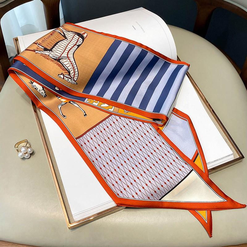 Korean Polka Dot Skinny Scarf: Imitation Silk Spring/Summer Neck Scarf & Headband Tie for Women