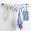 Yousheng Clothes Socks Hanger with 6 Clips Strong Load-bearing Fastener Tape Design Folding Clothes Hanger Clips Towel Drying Rack
