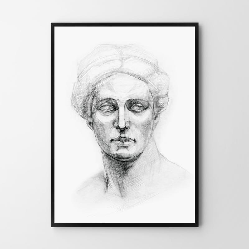 Poster Muse Statue Greek Sketch