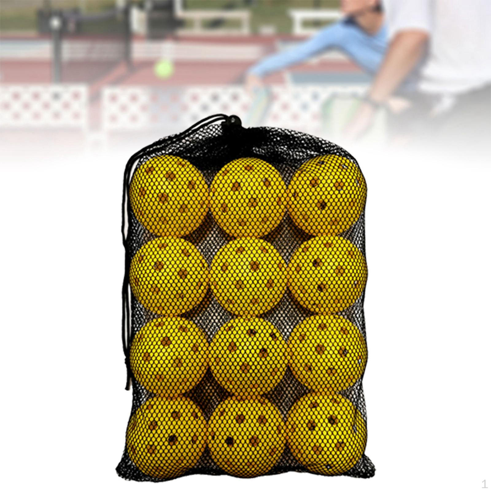 

12 шт., мячи для пиклболов, 74 мм, мяч для соревнований для взрослых, прочные аксессуары для тренировок жёлтый