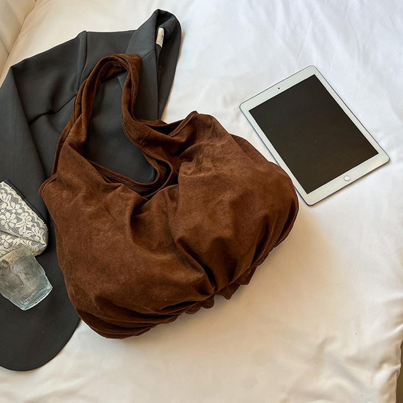 Yogodlns New Suede Tote Bag Women's Retro Matte Shoulder Bag High-end Large-capacity Commuting Versatile Shopper Handbags