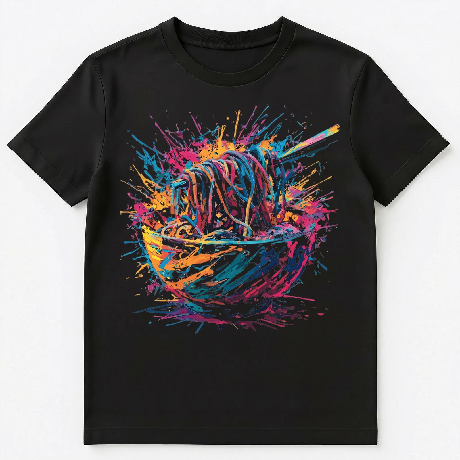 

Colorful Paint Splash Bowl Of Noodles Art Graphic Unisex T-Shirt 3XL