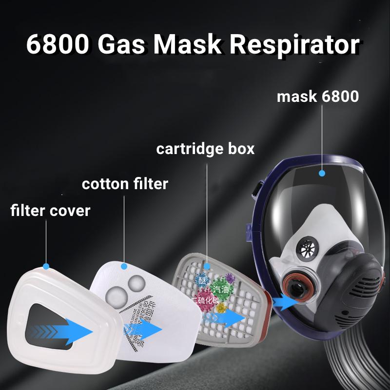 6800 Chemical Gas Mask Respirator Cartridges Organic Acid Gases Full-face Pieces Pesticide Spray Silicone Mask