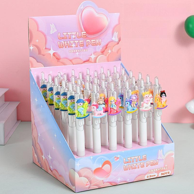 

36Pcs with Box Trojan Patch Retractable Gel Pen Stationery School Office Supplies Prize Gift Writing Tools Holiday Gift Novelty Stationery Random style 36Pcs
