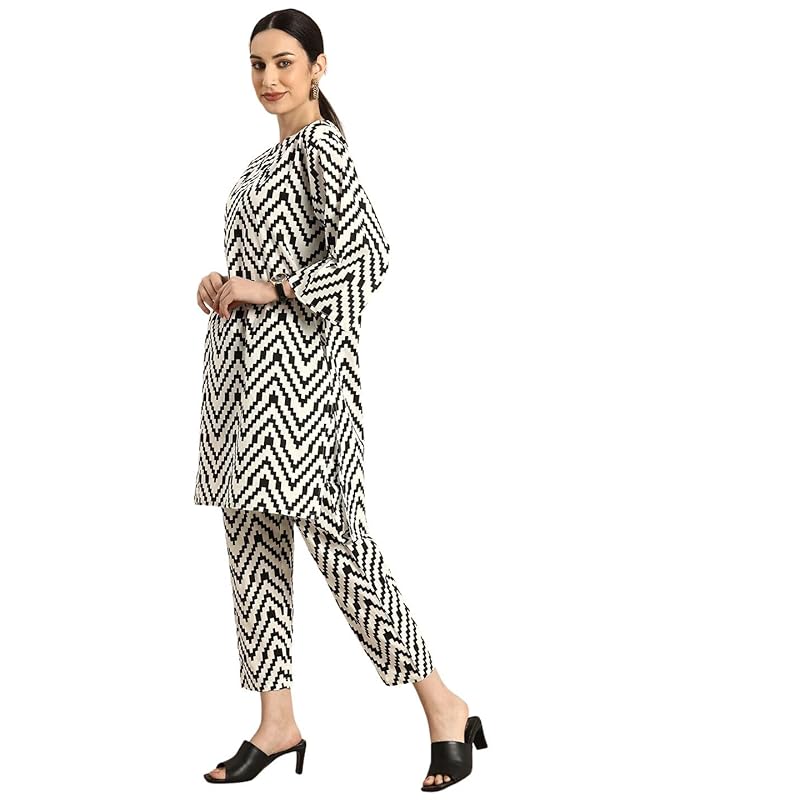 rytras Women s Printed Straight Kurta and Pant Set(White,XL) 3XL белый