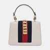 [Pre-Owned] Sylvie Gold Buckle Striped Web Leather Mini Tote Shoulder Crossbody Bag - Very Good #1TKF1TV