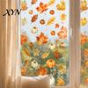 Harvest Theme Glass Decorations Watercolor Fall Static Window Clings, Maple Leaf & Pumpkin Removable Stickers, Autumn Indoor Outdoor Decor Decal