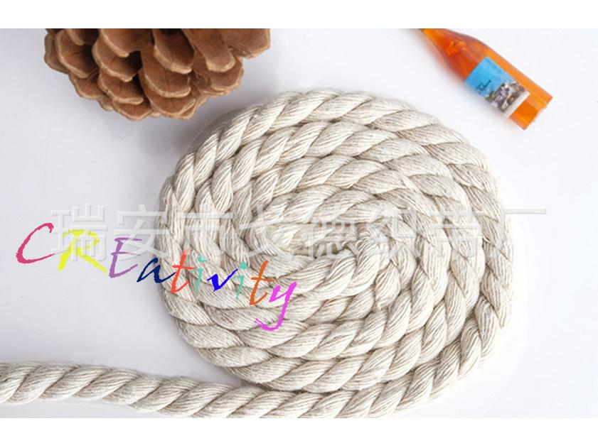 Off-White Three-Strand Cotton Curtain Tie Rope for DIY Projects
