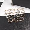 17Pcs Unique Carved Stackable Knuckle Rings Alloy Boho Ethnic Style Faux Gem Finger Rings Jewelry Accessory