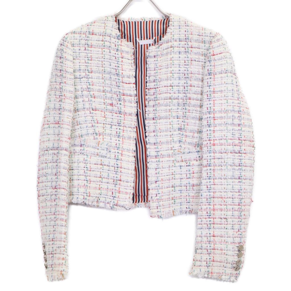 THOM BROWNE FBC391T Tweed Jacket 38 whiteUsed