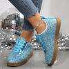 2025 Women's Sneakers Luxury Sequined Casual Shoes Fashion Outdoor Vulcanized Shoes for Women Lace Up Flats Zapatillas De Mujer