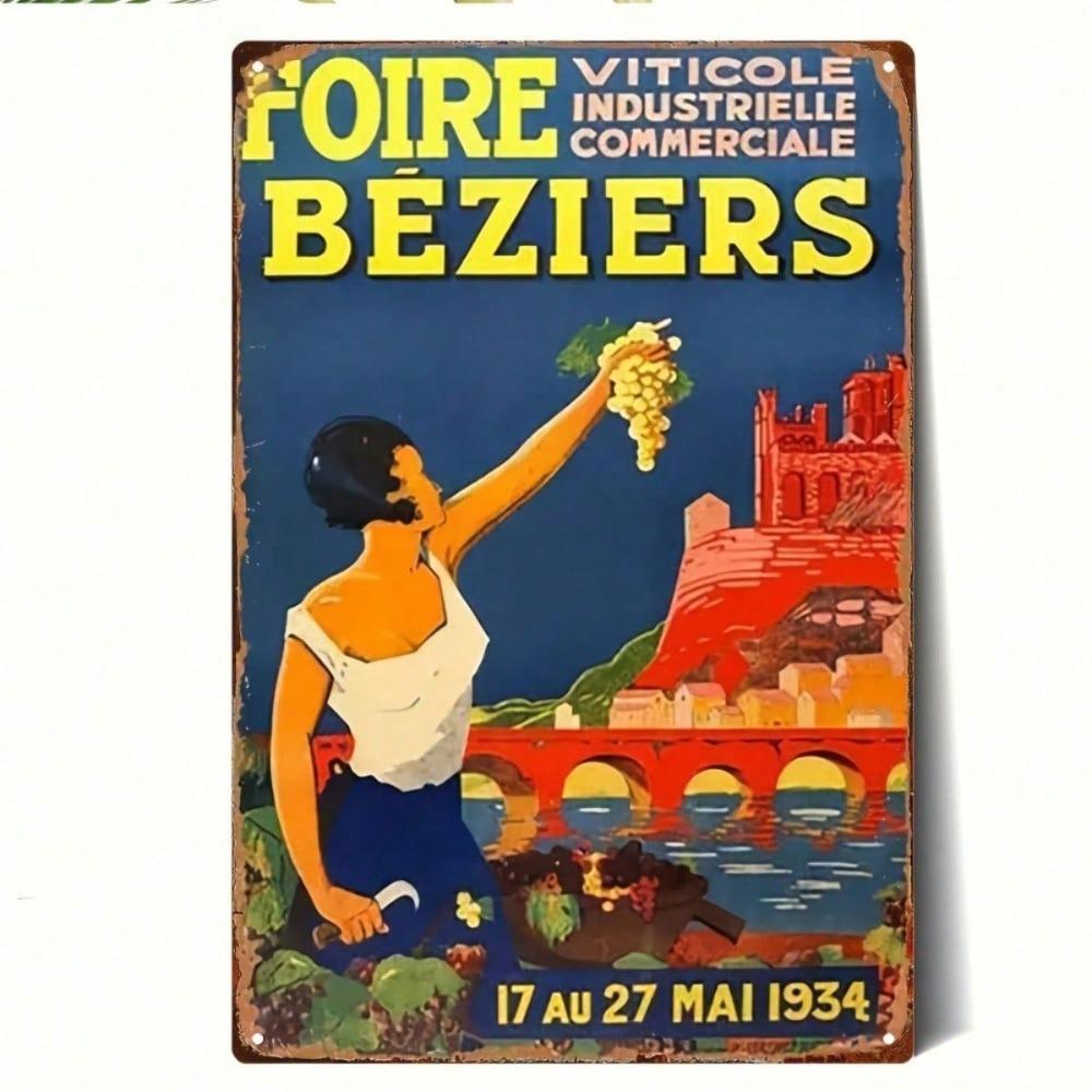 Vintage 1934 Bocaire Market Iron Wall Decor in French Style, 2D Flat Solid Metal Plaque, 8x12 Inch Hanging Art