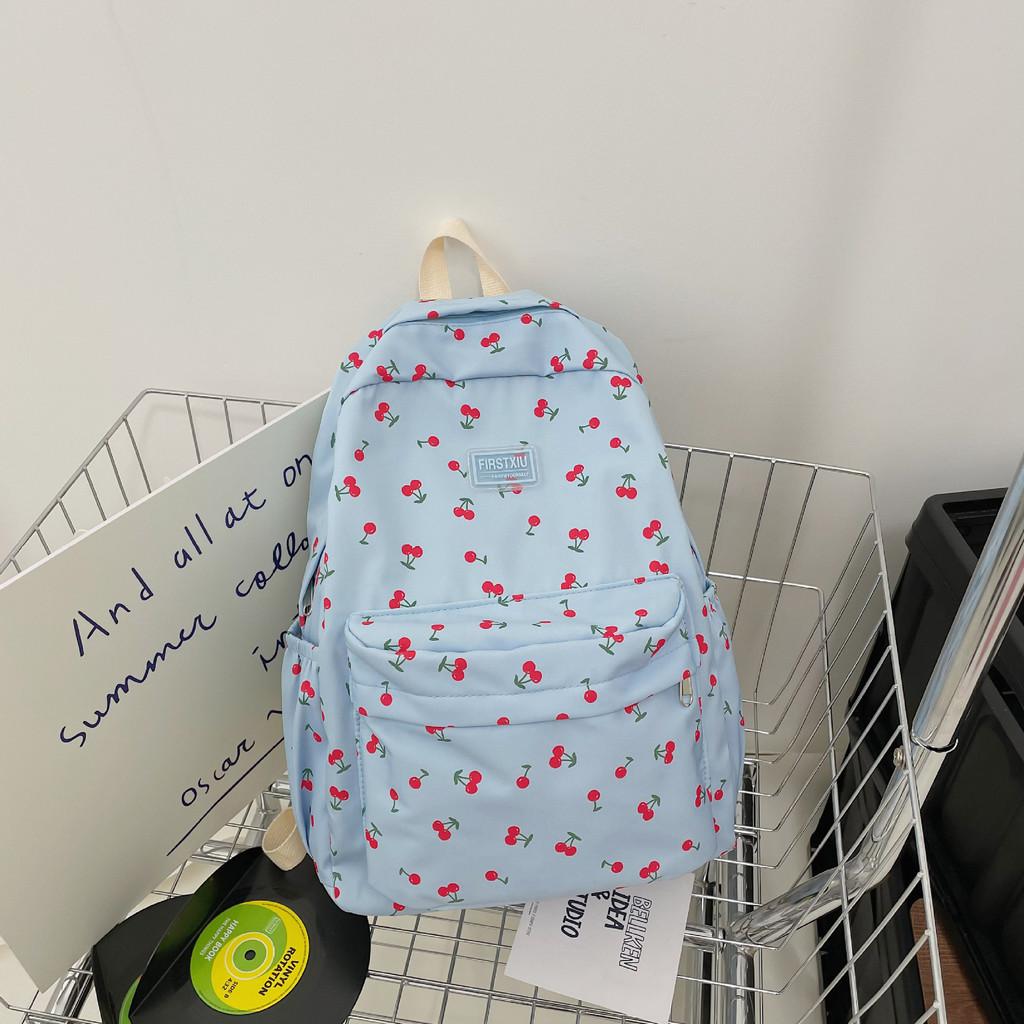 Pattern Cherry Sweet And Letter Decor Student Backpack For School And Use Daily