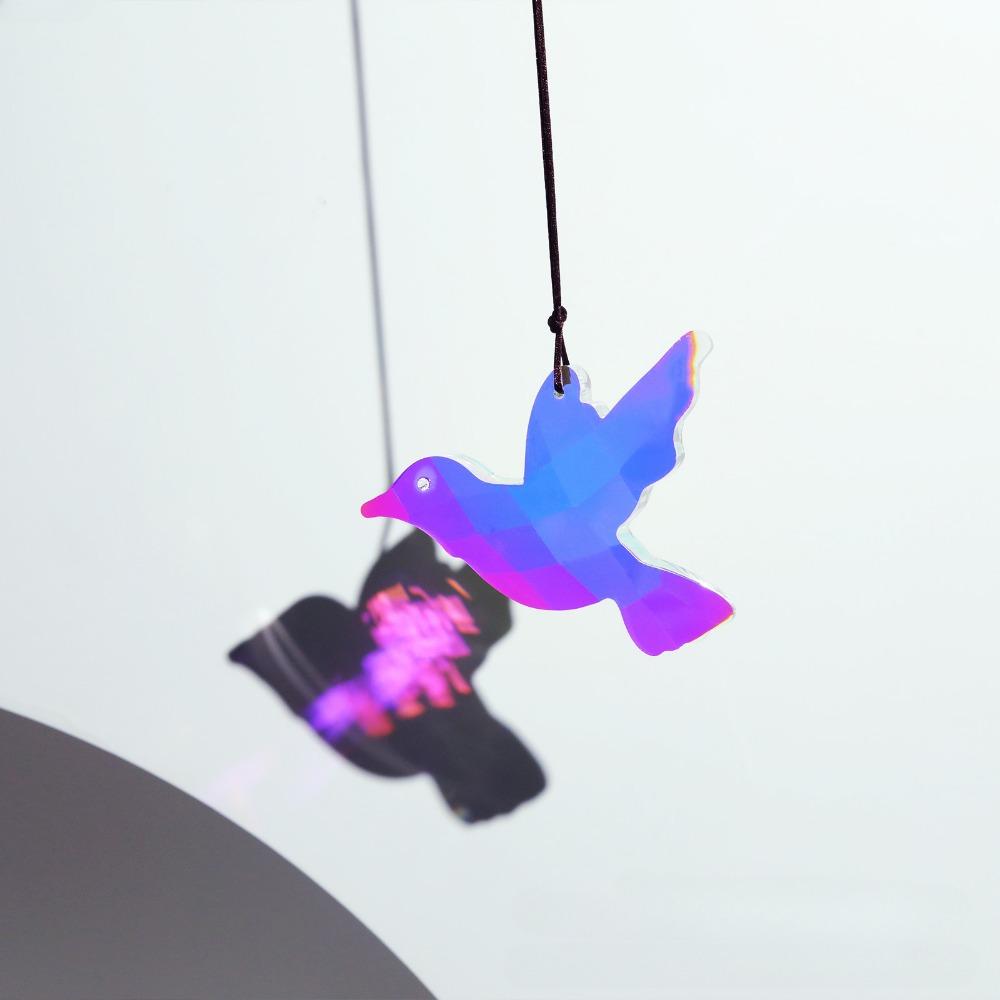 

80mm Hummingbird Crystal Suncatcher Glass Prisms Faceted Hanging Rainbow Maker Shinning Lucky Feng Shui Car Pendant Garden Decor