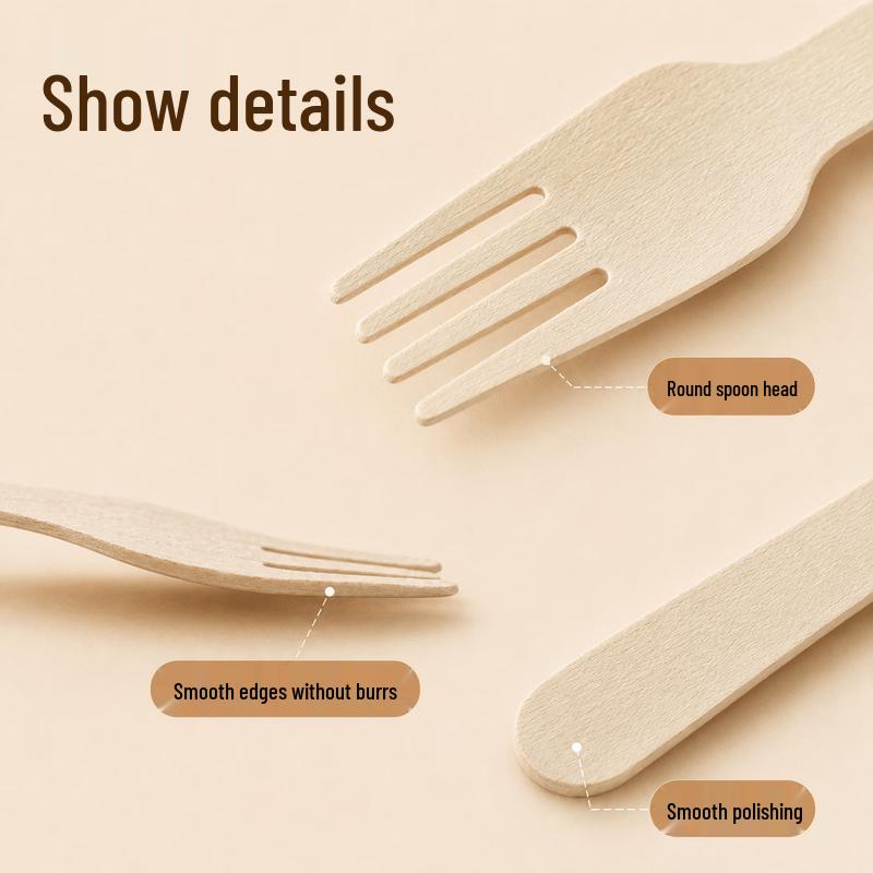 Biodegradable Disposable Wooden Forks, 100-Pack