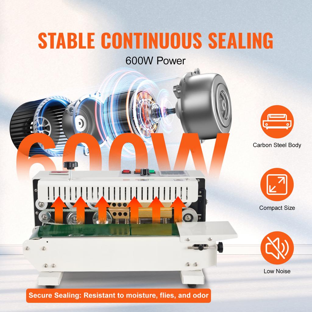 SucceBuy Automatic Horizontal Band Sealer Continuous Bag Band Sealing Machine with Count Function for 0.02-0.8 mm Plastic Bags