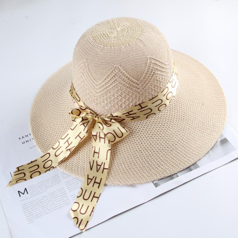 Women's Fashionable Sun Protection Wide Brim Straw Hat for Summer Beach and Scenic Outings