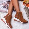 Winter new European and American large-size thick-soled round head velvet short boots