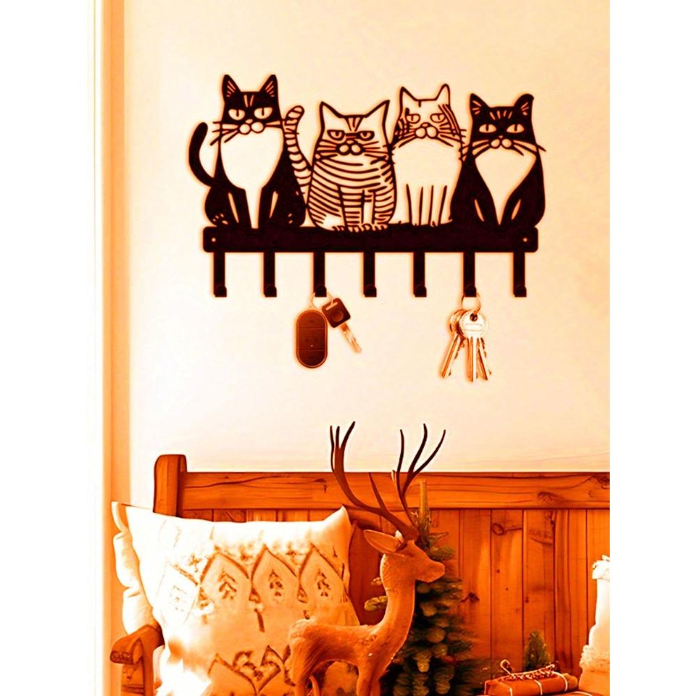 Schattige Katvormige Metalen Wandhaak Duurzaam Keuken Huis Decoratie Handdoek Kledinghanger