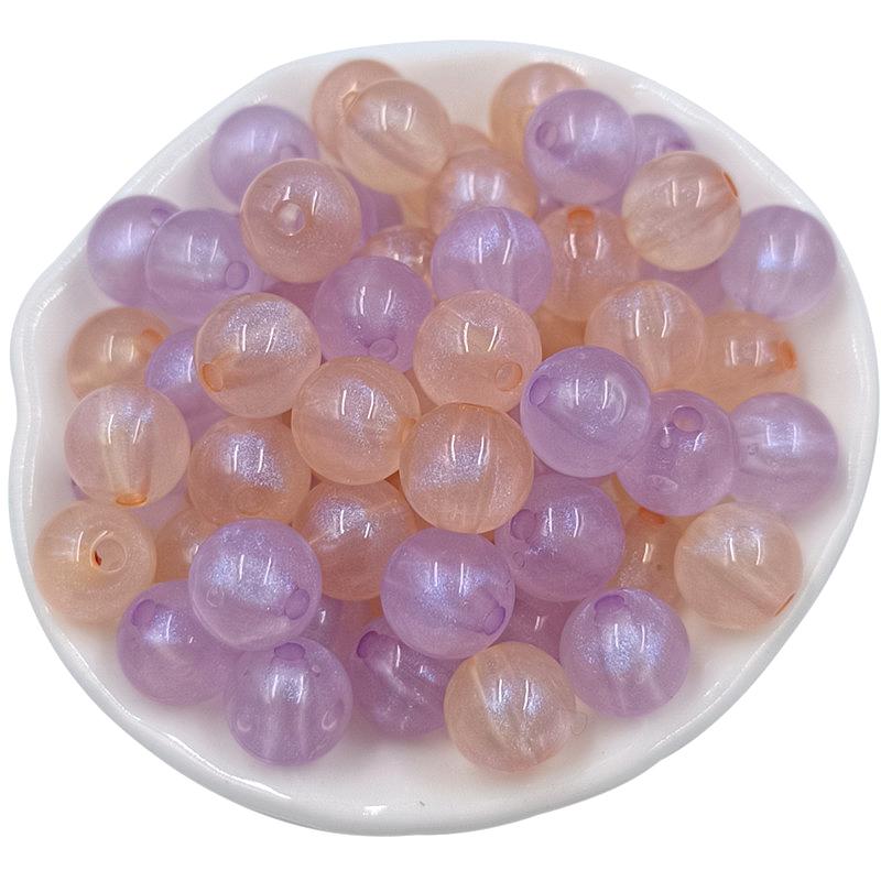 50Pcs Round Fluorescent Scattered Beads Fashion Pendant Bracelet Necklace Two-color Group Acrylic Handmade Materials 10mm Jewelry Making