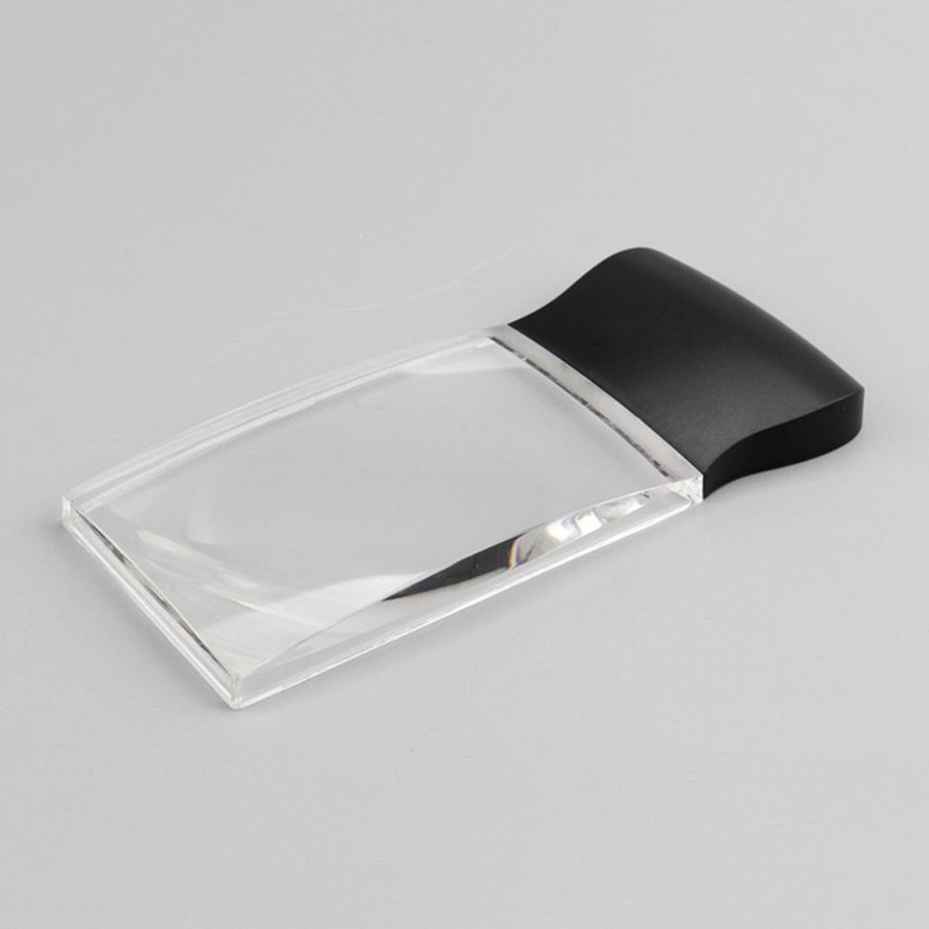 LED Light 2X Large Rectangular Handheld Magnifier Reading Magnifying Glass Rimless- Distortion-Free Lens for Seniors