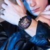 New Business Cool Wine Barrel Shaped Hollowed Dial Men's Wristwatch Silicone Strap Waterproof Luminous Quartz Male Watch