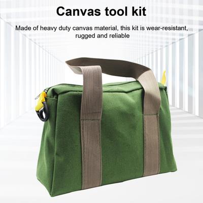 Wide Mouth Tool Bag Storage Organizer Pouch with Handle Large Capacity Multipurpose Heavy Duty Canvas Tool Storage Bag