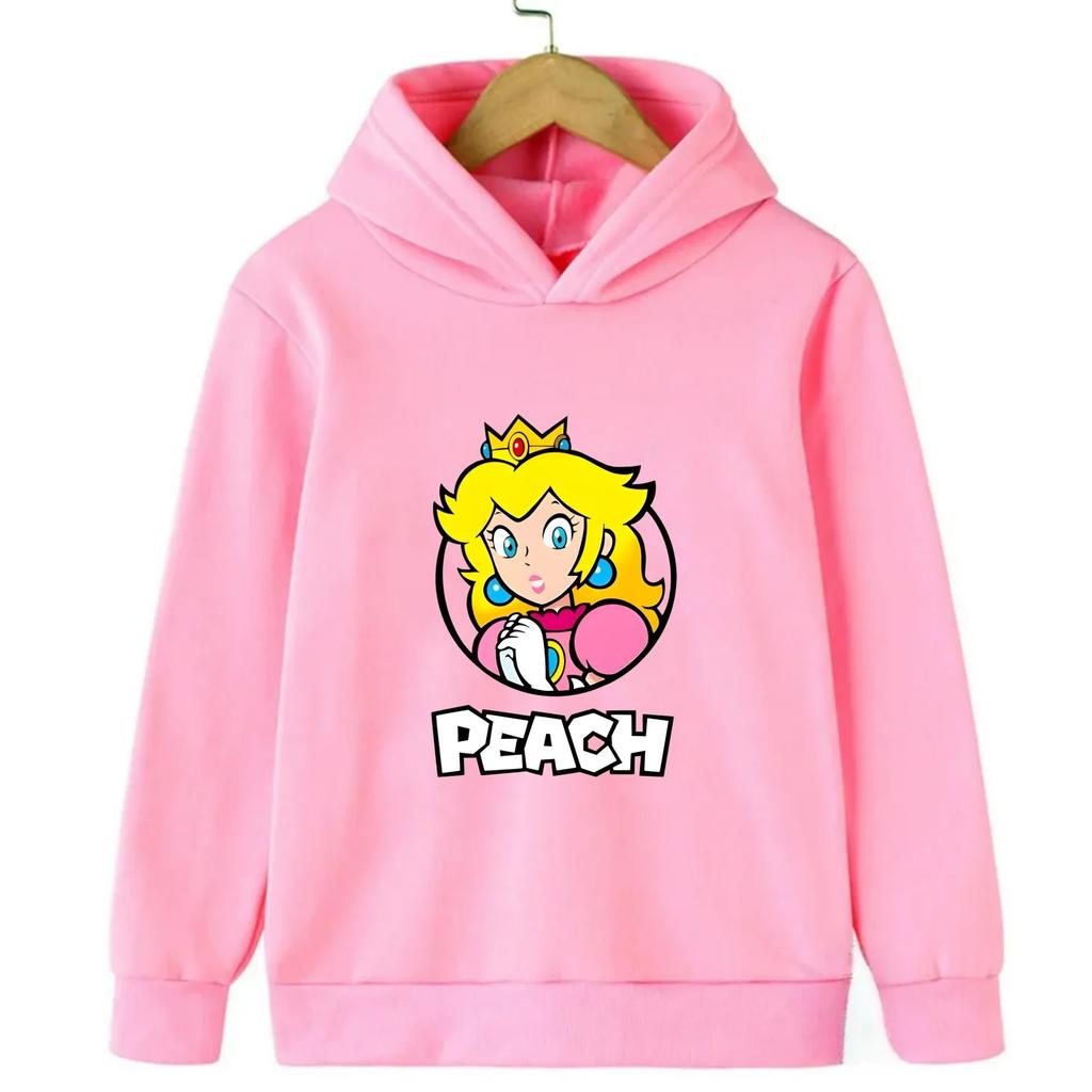 Children's Hoodie Princess Peach Mario Cute Kids Clothing Long Sleeve Hoodie Comfortable Winter Pullover