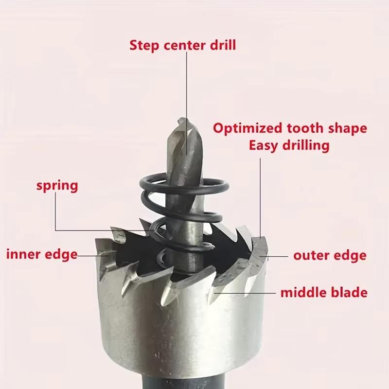 

High Speed Steel Sawtooth Tapper Aluminum Plate Iron Plate Drilling and Opening Natural Color Drill 13mm Tool Set срібний