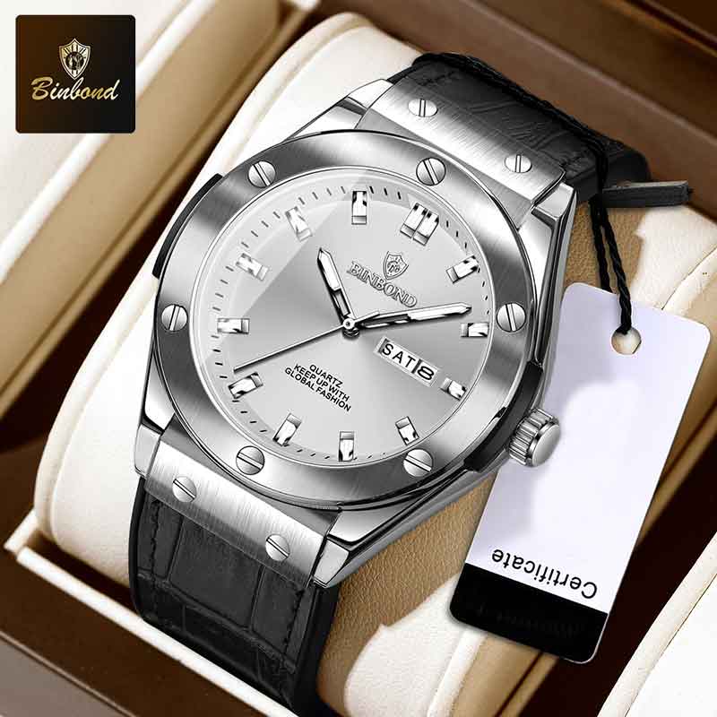 BINBOND Top Brand Business Classic Men's Watches Waterproof Date Week Luxurious Luminous Multifunction Fashion Male Quartz Watch