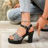 Fashion 2025 Summer Open Toe Women's Sandals Platform Mixed Colors Buckle Strap Chunky Heels Sandals Fashion Plus Size Dress Party Shoes