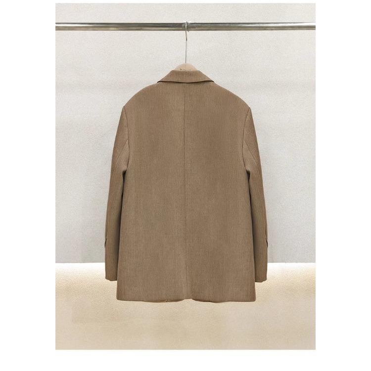 Chic Khaki Suit Coat for Women In Autumn Loose Fit Short Stature Western Style Jacket
