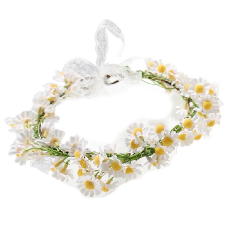 Adjustable Bohemian Flower Garlands Hairband For Women Girl Photo Props Natural Daisy Flower Hairhoop for Music Festival