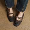 Flat sandals hollow woven single shoes women's summer new square head breathable word with women's cool single shoes