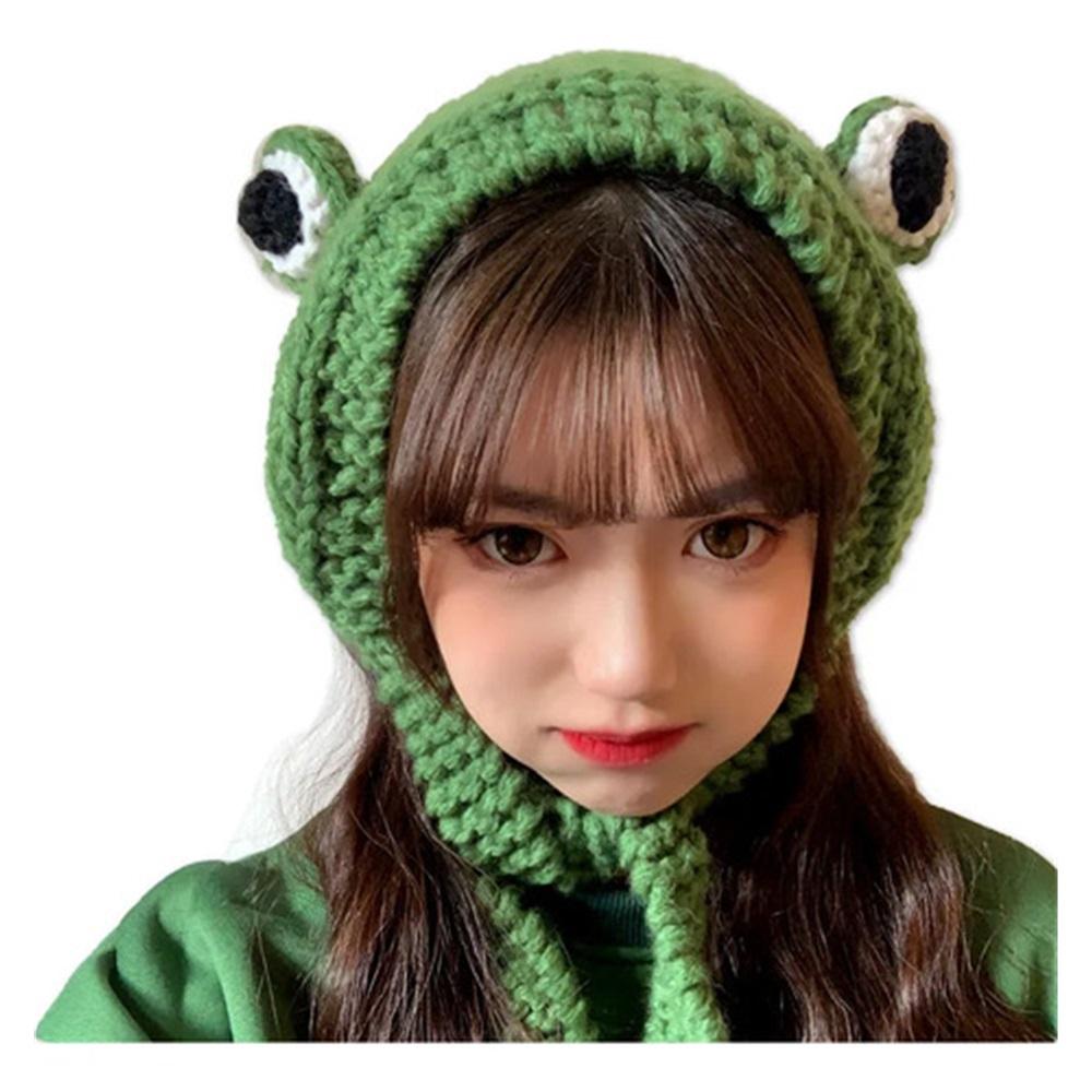 Cute Knitted Wool Hat Autumn And Winter Big Eyes Frog Hat