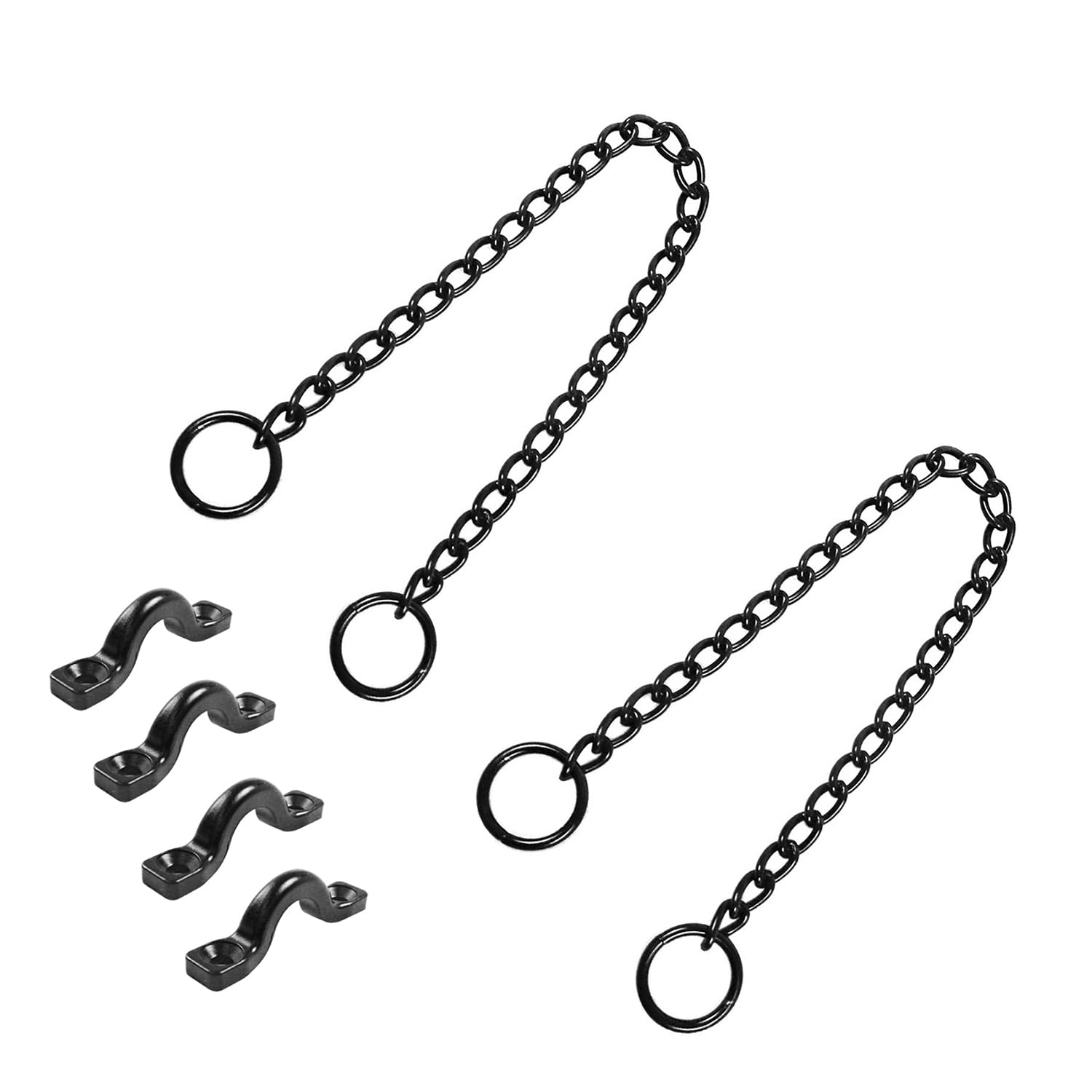 

Fujiwara Sangyo Free Chain Black Chain with Ring 300mm x 2 Ice Strap Black x Reference Working Load 40kg Set, + 4, K-18F